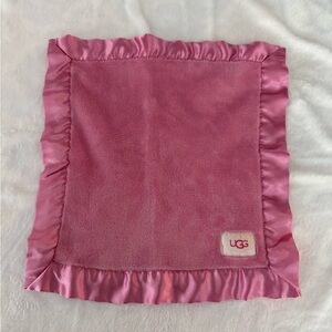 UGG Bubblegum Pink Baby Lovey Security Blanket Plush Satin Trim
